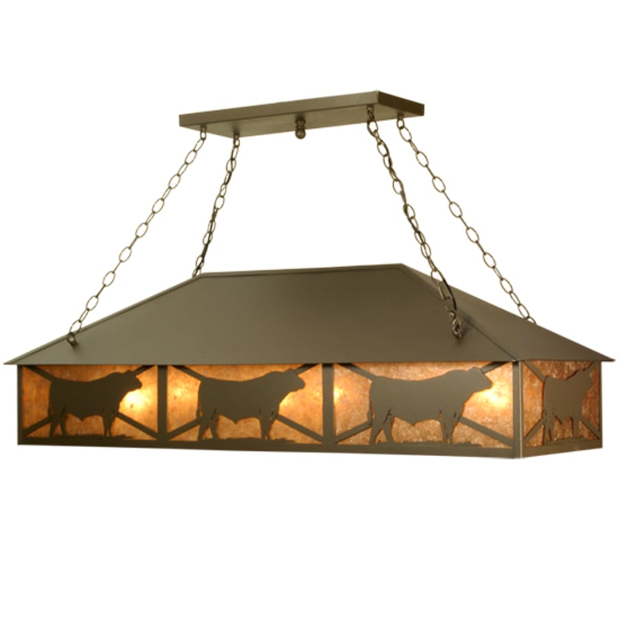 Meyda Tiffany Nine Light Down Lighting Oblong Island / Billiard Fixture from the Steer Collection