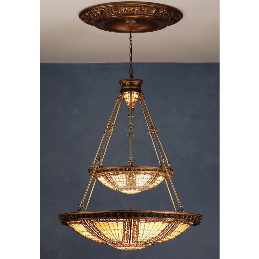 Meyda Tiffany Stained Glass / Tiffany Bowl Pendant from the Fleur-de-lis Collection