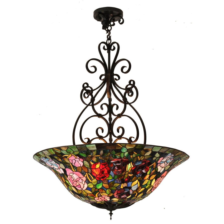 Meyda Tiffany Six Light Down Lighting Bowl Pendant from the Rosebush Collection