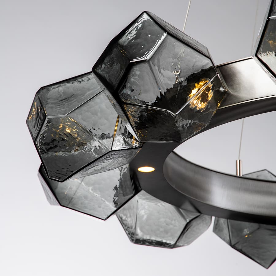 Hammerton Studio Gem 36" Wide 16 Light Hand Blown Glass LED Radial Ring Chandelier