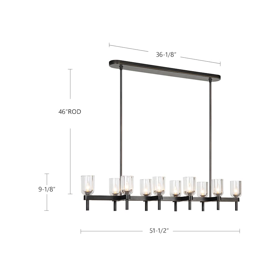 Alora Lighting Lucian 10 Light 52" Wide Linear Pendant