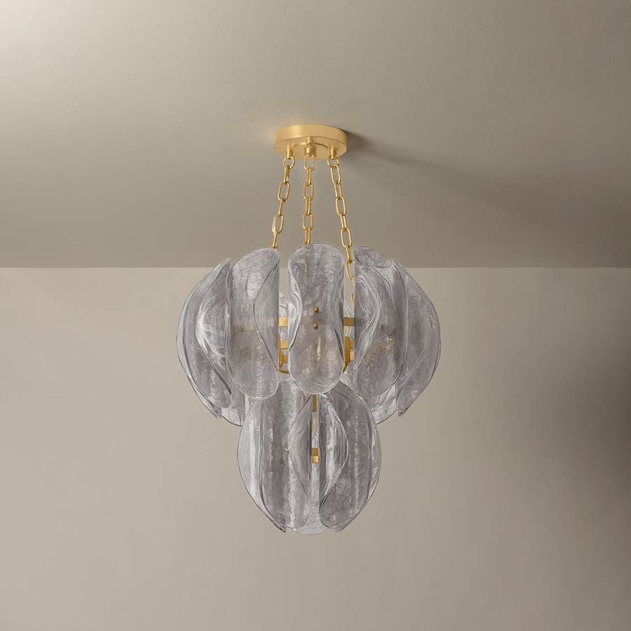Corbett Lighting Anatase 5 Light 24" Wide Waterfall Chandelier with Remolino Blanco Glass Shades