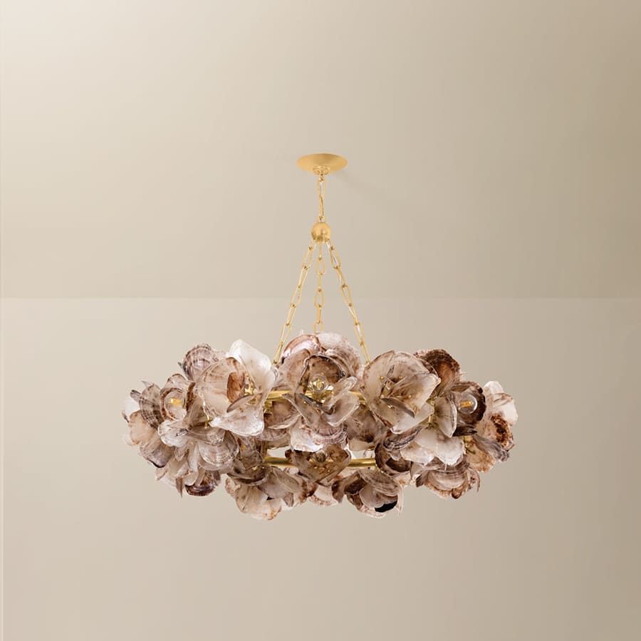 Corbett Lighting Galle 14 Light 40" Wide Abstract Chandelier with Oyster Shell Shades