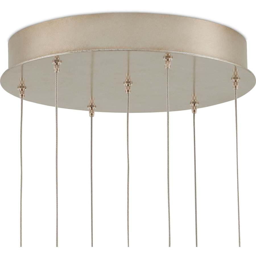 Currey and Company Virtu 7 Light 13" Wide Wrought Iron Multi Light Pendant with Clamrose Shell Shades