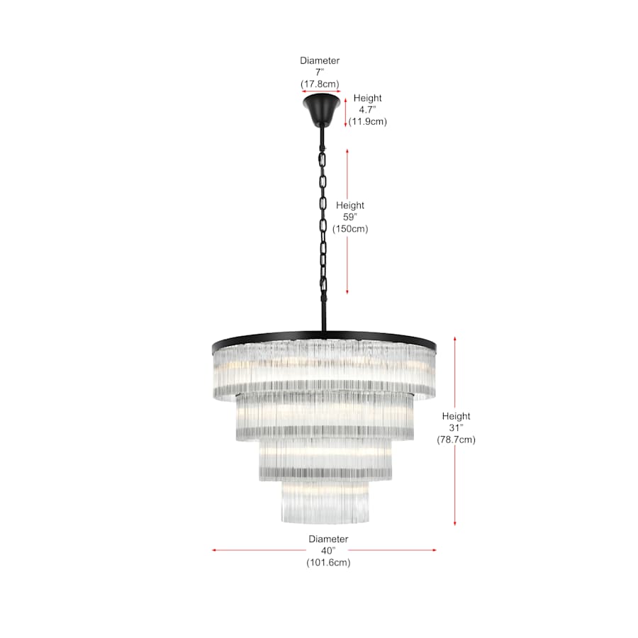 Elegant Lighting Harlow 28 Light 40" Wide Waterfall Chandelier