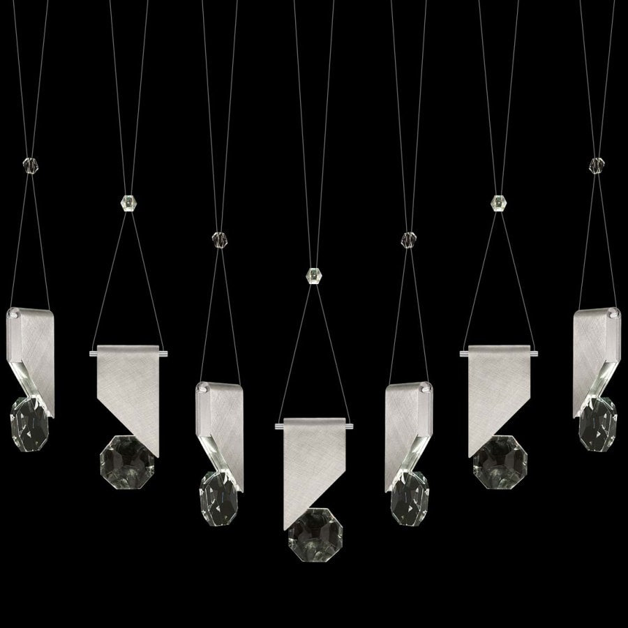 Fine Art Handcrafted Lighting ARIA 14 Light 60" Wide Integrated LED Crystal Linear Pendant with Shades