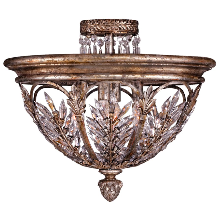 Fine Art Handcrafted Lighting Winter Palace 18" Diameter Three-Light Semi-Flush Mount Ceiling Fixture with Palmette Clustered Icicle Crystals