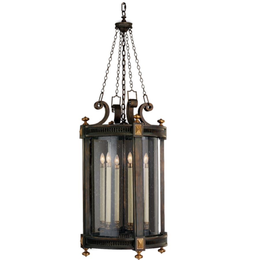 Fine Art Handcrafted Lighting Beekman Place Five-Light Outdoor Pendant with Hand-Blown Seedy Glass Shade