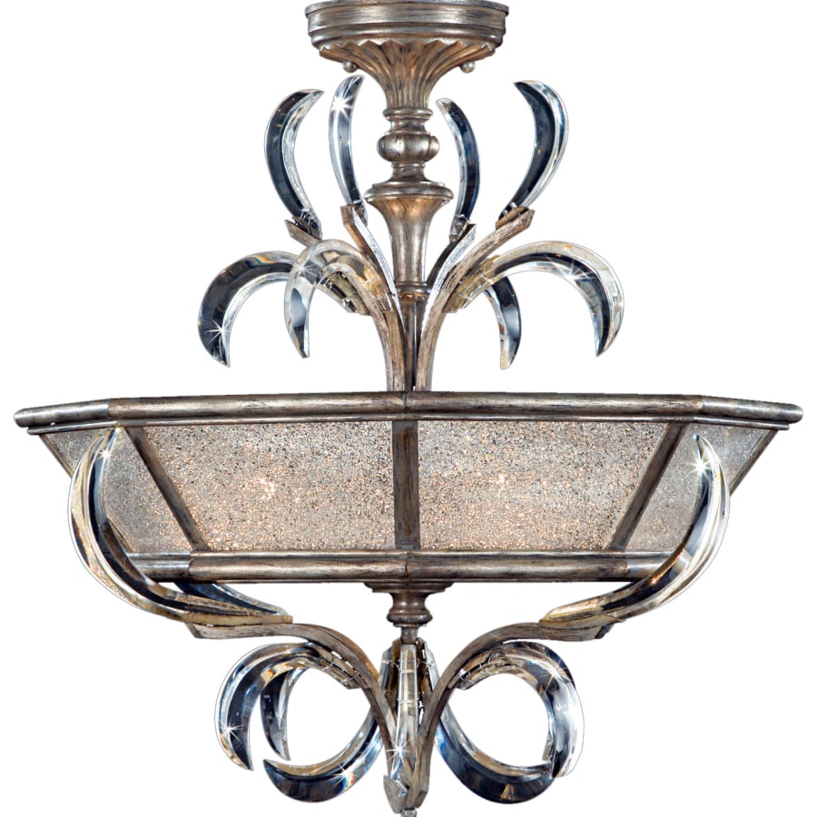 Fine Art Handcrafted Lighting Beveled Arcs 26" Diameter Three-Light Semi-Flush Mount Beveled Crystal Ceiling Fixture