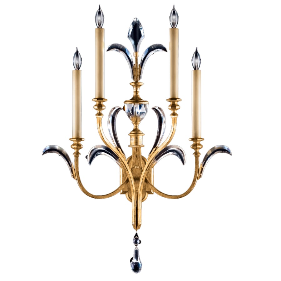 Fine Art Handcrafted Lighting Beveled Arcs Gold Four-Light Beveled Crystal Wall Sconce