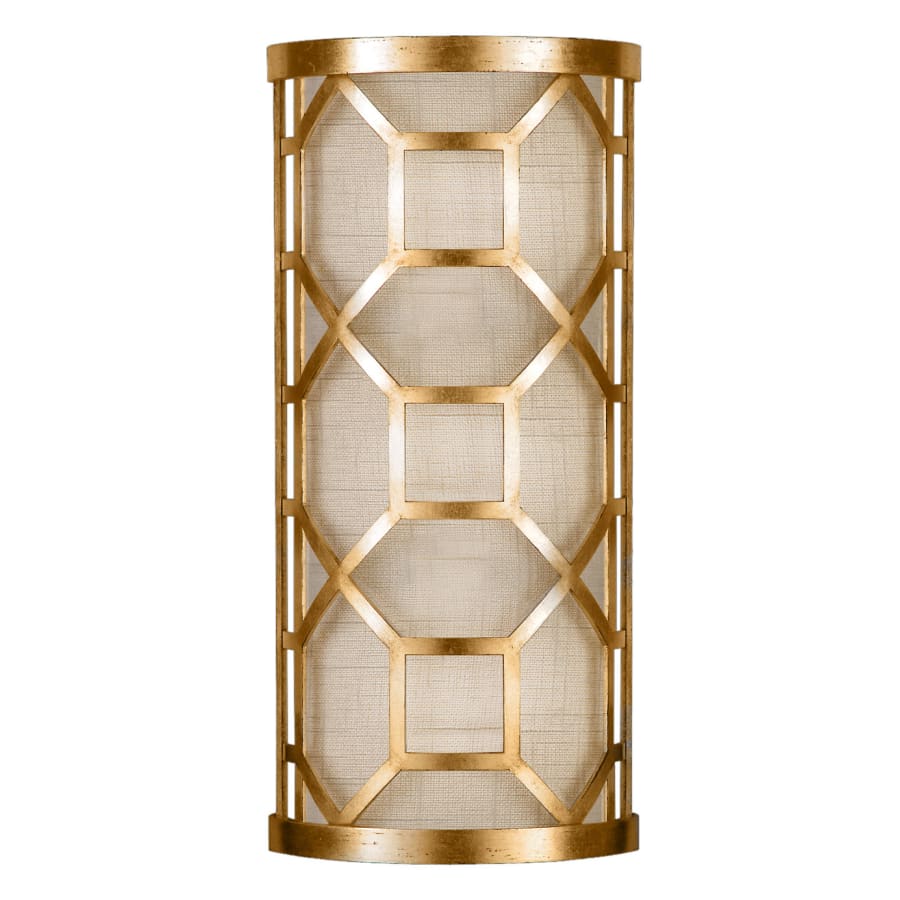 Fine Art Handcrafted Lighting Allegretto Gold Two-Light Wall Sconce with White Textured Linen Shade