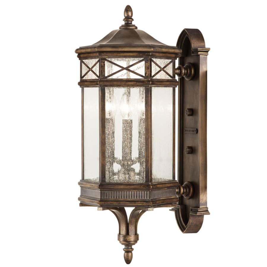 Fine Art Handcrafted Lighting 3 Light Outdoor Wall Sconce in Antique Bronze Finish from the Holland Park Collection