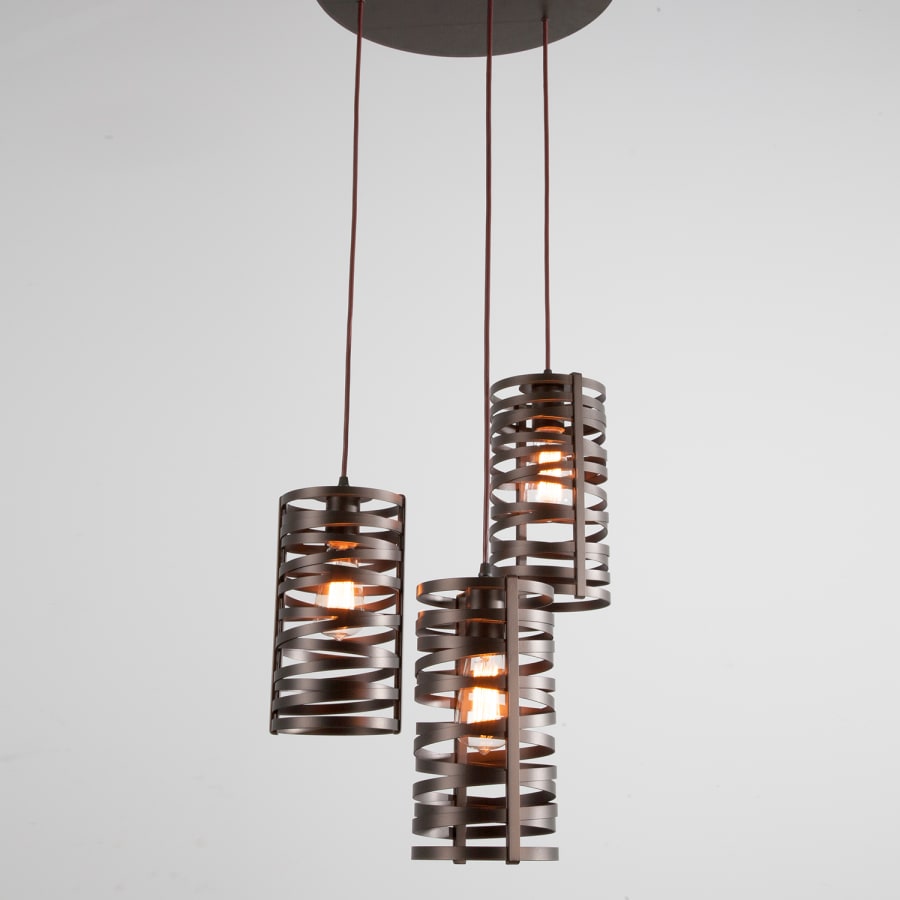 Hammerton Studio Tempest 3 Light 18" Wide Full Sized Multi Light Pendant - Medium (E26) with Finished to Match Metal Shades
