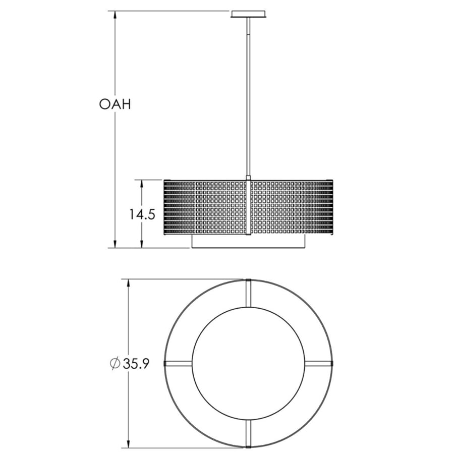 Hammerton Studio Tweed 4 Light 36" Wide Drum Chandelier - Medium (E26) with White Linen Inner and Finished to Match Metal Outer Shade