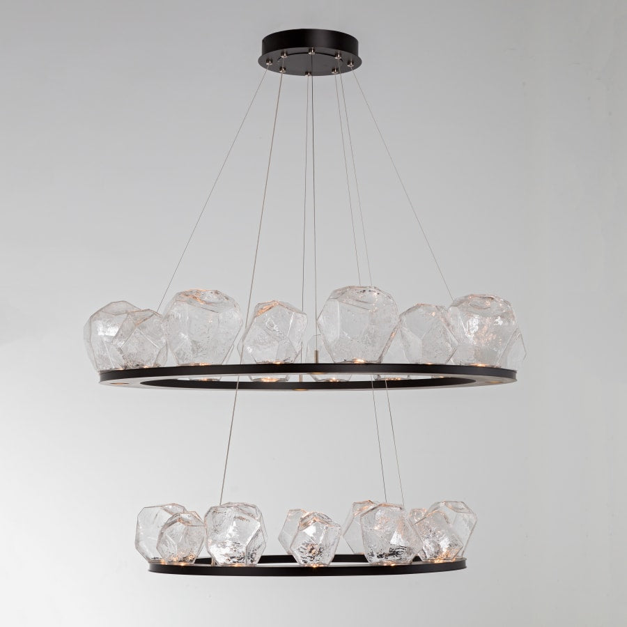 Hammerton Studio Gem 48" Wide 36 Light Hand Blown Glass LED 2 Tier Ring Chandelier