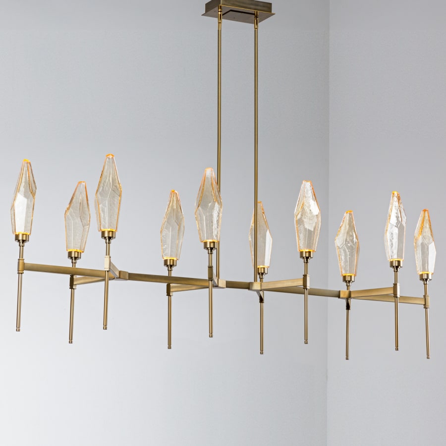 Hammerton Studio Rock Crystal 67" Wide 10 Light Hand Blown Glass Linear LED Chandelier