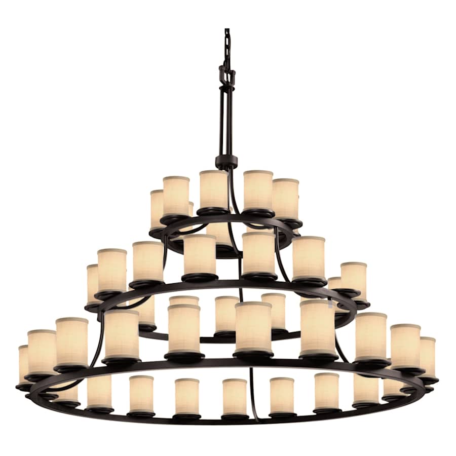 Justice Design Group Textile 60" Wide Ring Chandelier with Cream Shades