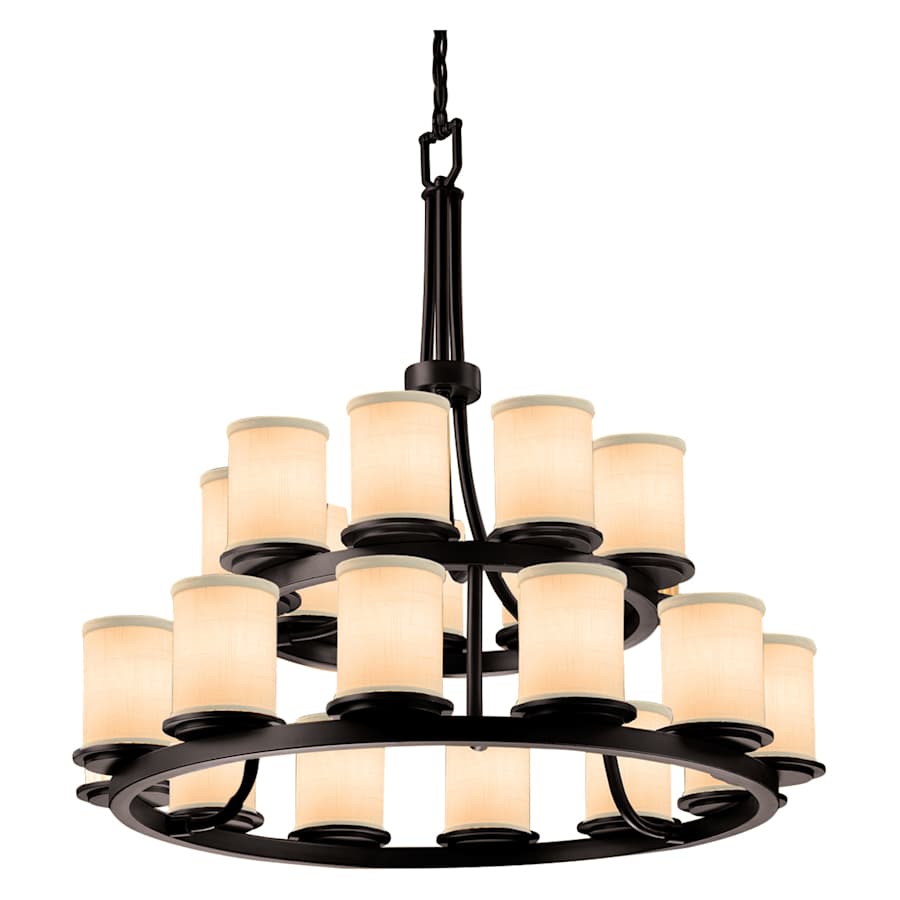 Justice Design Group Textile 33" Wide Ring Chandelier with Cream Shades