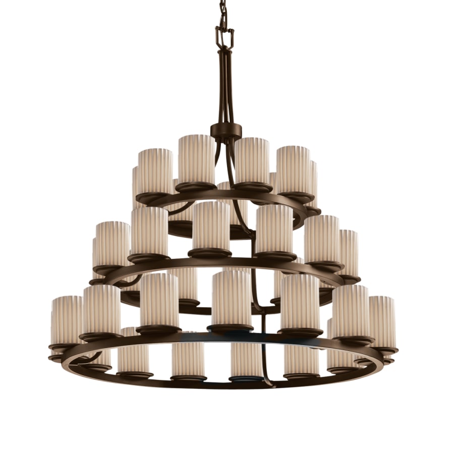 Justice Design Group Limoges 36 Light 42" Wide Candle Style Chandelier with Porcelain Pleated Shades