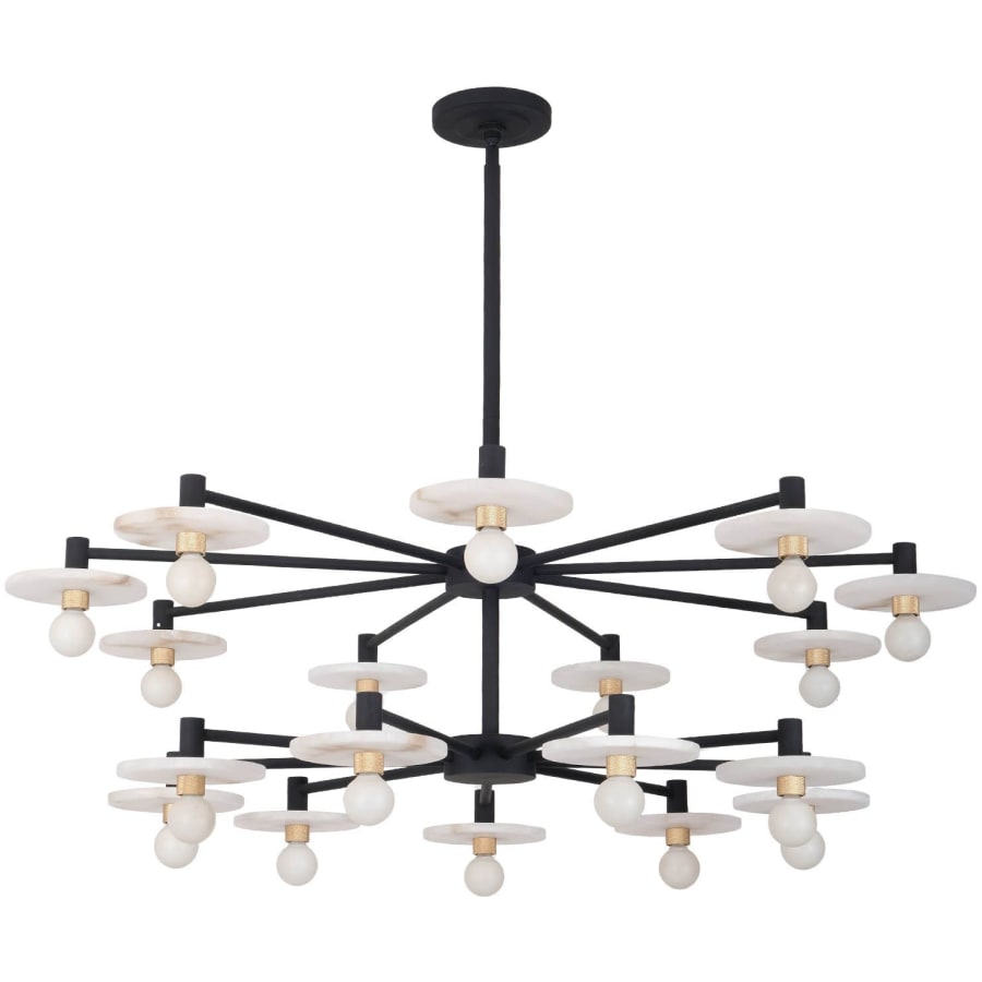Kalco Discus 18 Light 42" Wide Chandelier with Alabaster Shades