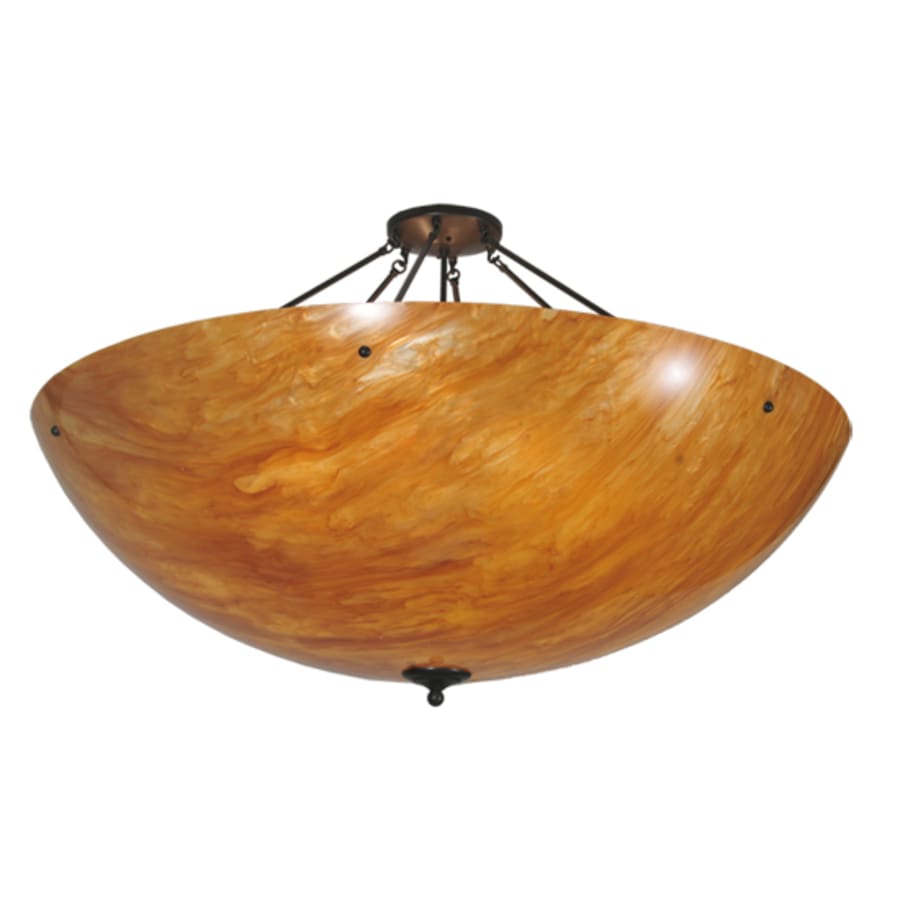 Meyda Tiffany Madison 8 Light 48" Wide Semi-Flush Bowl Ceiling Fixture with Amber Shade - Timeless Bronze Finish