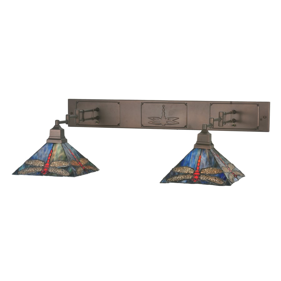 Meyda Tiffany 36" W Tiffany Hanginghead Dragonfly 2 Light Double Swing Arm Wall Sconce