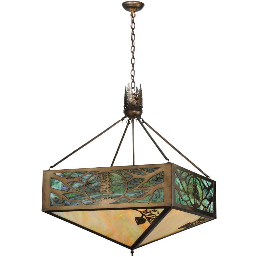 Meyda Tiffany 28.25" Square Balsam Pine Tree Inverted Pendant