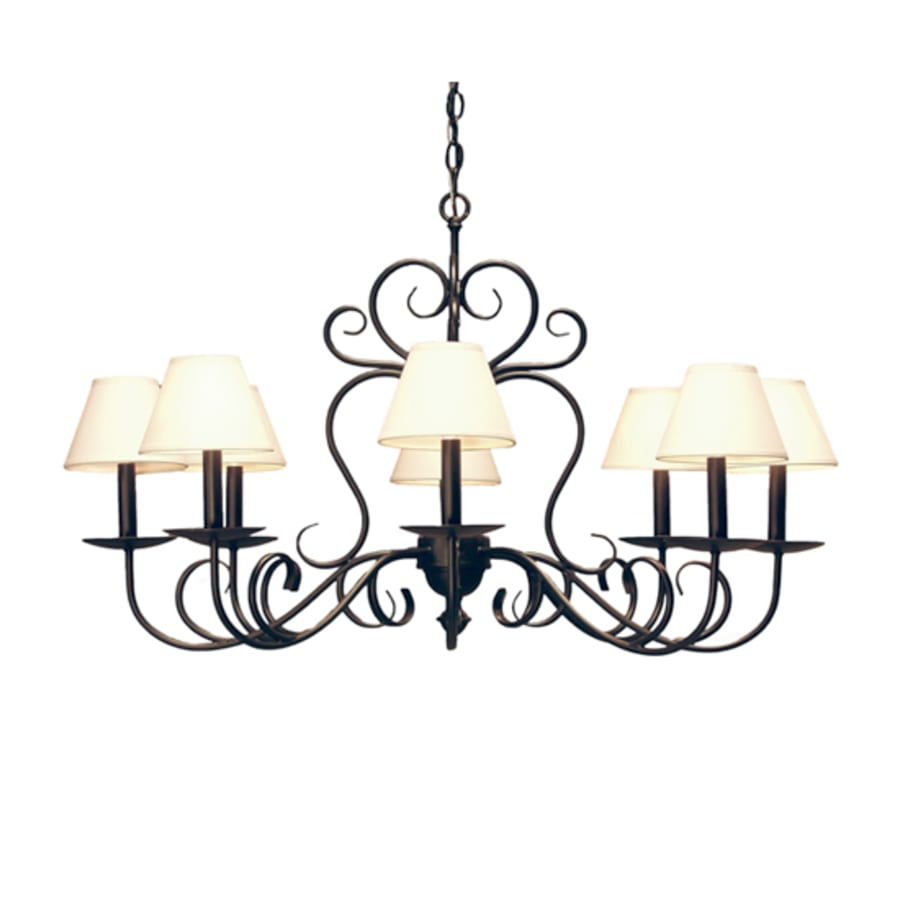 Meyda Tiffany Corrina 8 Light 36" Wide Chandelier with Cream Textrene Shades - Blackwash Finish