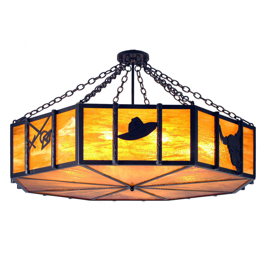 Meyda Tiffany Southwest 8 Light 47-1/2" Wide Semi Flush Drum Ceiling Fixture with Yellow Glass Shade
