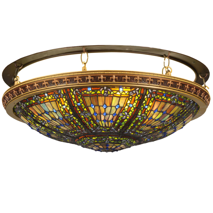 Meyda Tiffany 28" W Fleur-De-Lis Flush Mount Ceiling Fixture