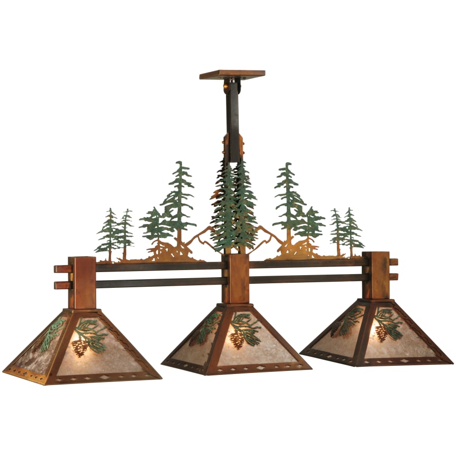 Meyda Tiffany 44.25" L Winter Pine 3 Light Island Chandelier