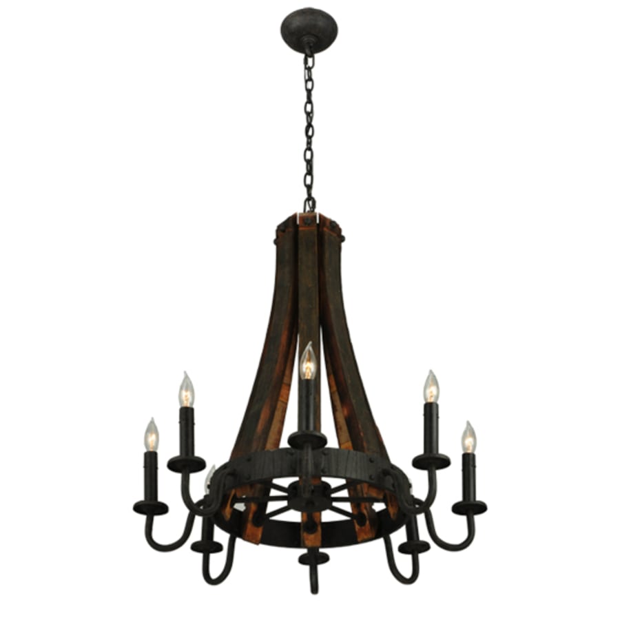 Meyda Tiffany Barrel Stave Madera 8 Light 24" Wide Taper Candle Style Chandelier