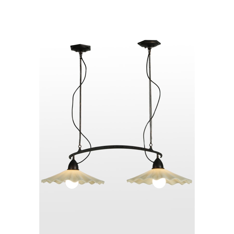 Meyda Tiffany 43" L Hoefijzer Beige 2 Light Fused Glass Island Chandelier