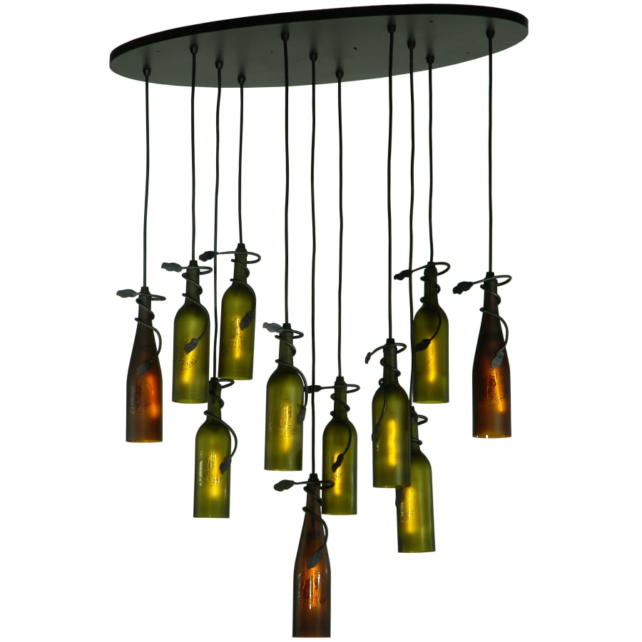 Meyda Tiffany 36" Wide Thirsty Owl 11 Wine Bottle Shower Pendant