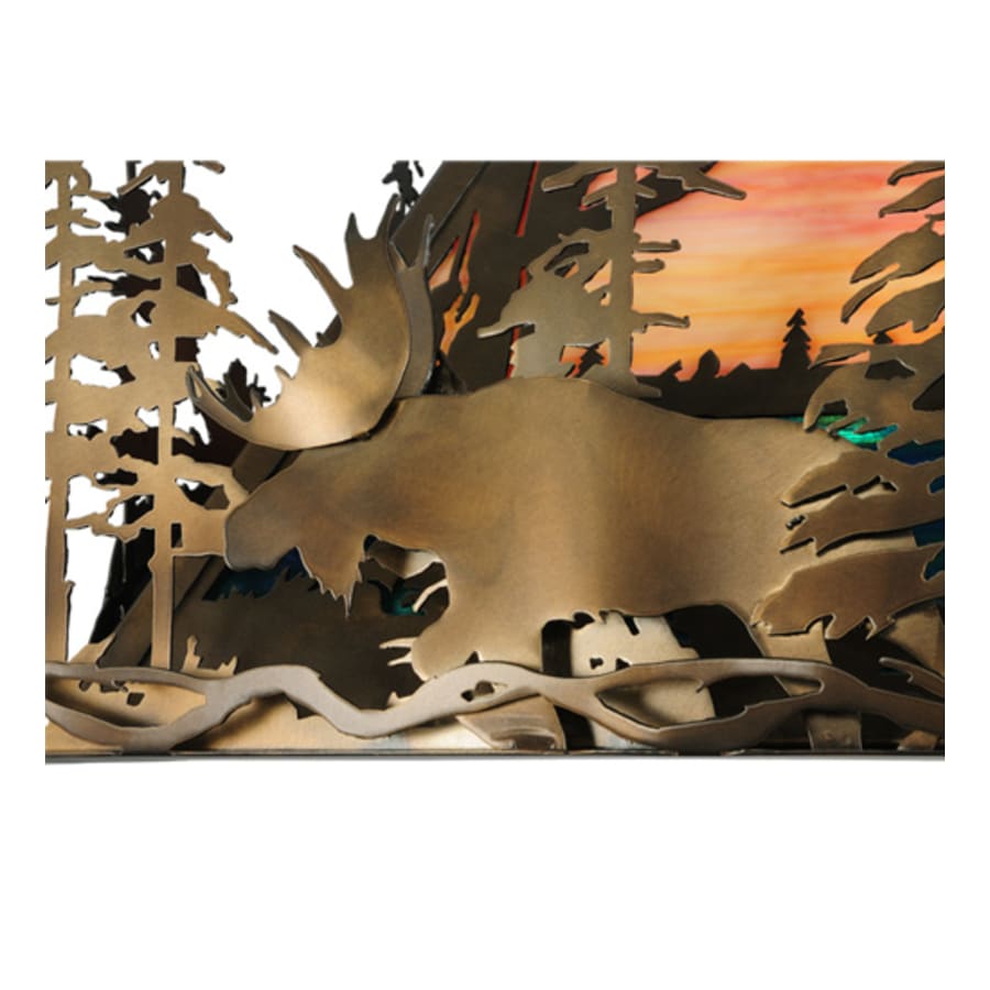 Meyda Tiffany Moose through the Trees 6 Light 35" Wide Linear Pendant