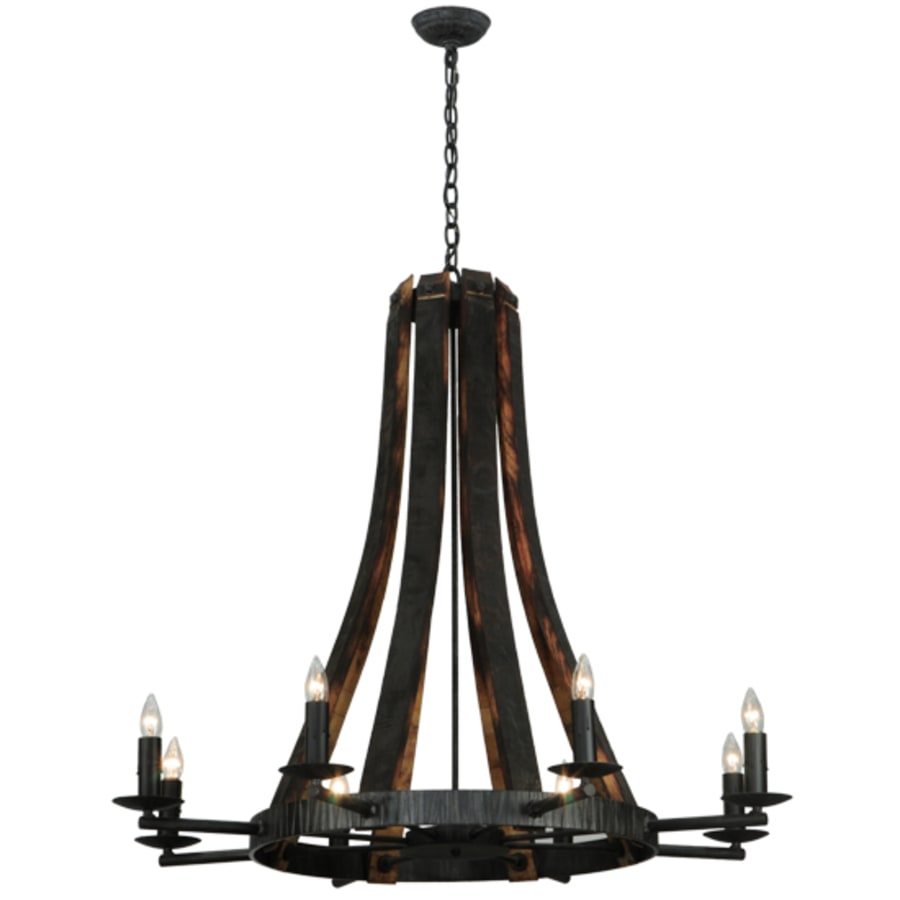 Meyda Tiffany Barrel Stave Madera 8 Light 42" Wide Taper Candle Style Chandelier - Natural Wood Finish