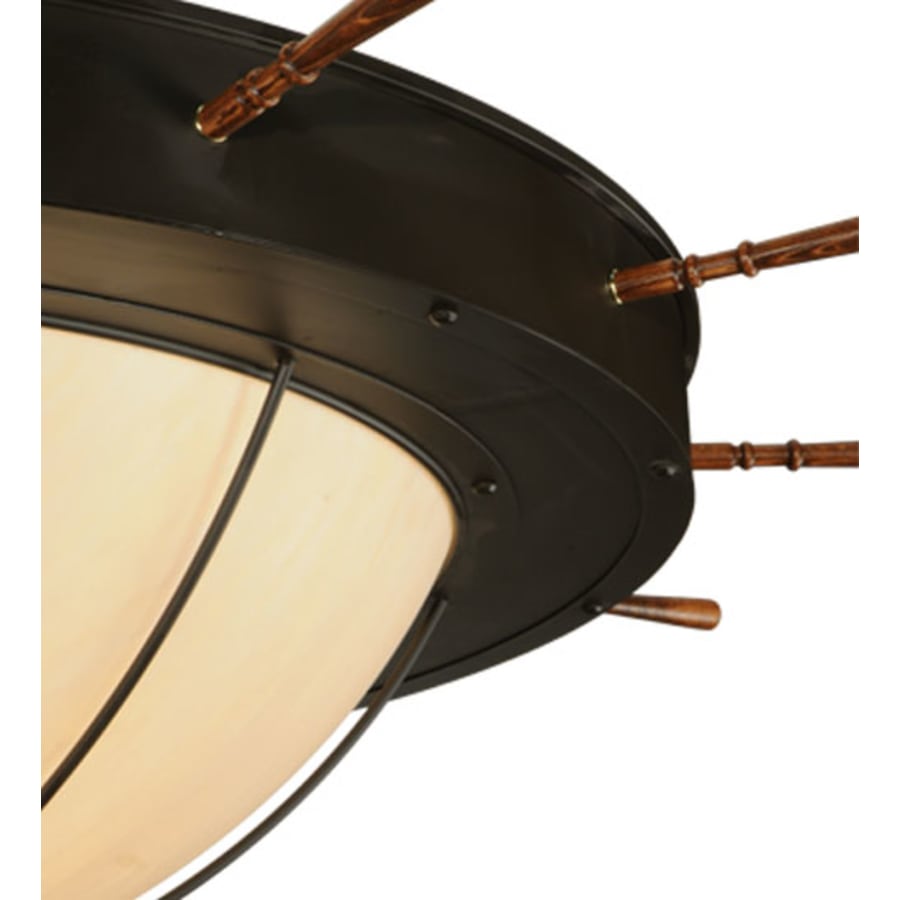 Meyda Tiffany Nautical 12 Light 74" Wide Flush Mount Bowl Ceiling Fixture with Faux Alabaster Shade - Oil Rubbed Bronze Finish