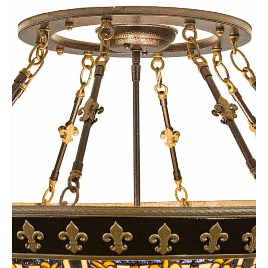 Meyda Tiffany Fleur-de-lis 4 Light 28" Wide Semi-Flush Bowl Ceiling Fixture - Copper Vein / Nu Gold Finish