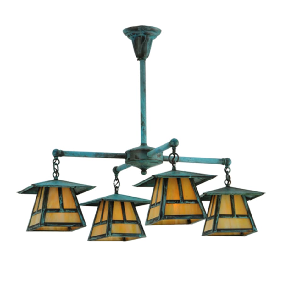 Meyda Tiffany Craftsman Signature 4 Light 32" Wide Semi-flush Ceiling Fixture