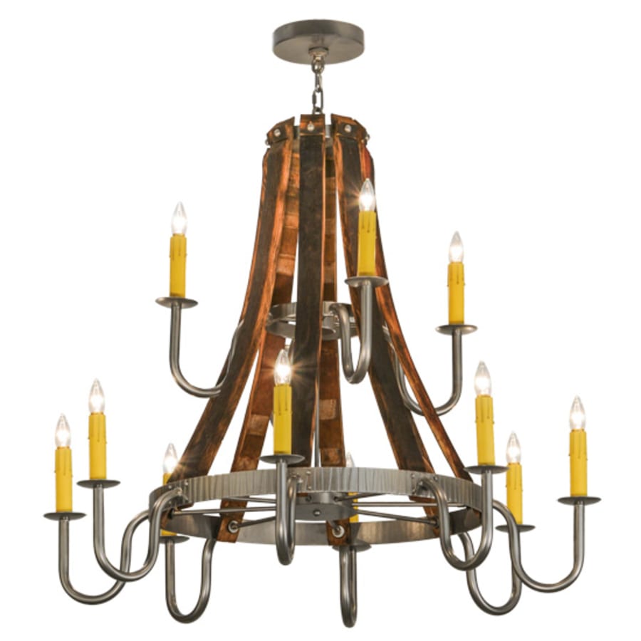 Meyda Tiffany Barrel Stave Madera 12 Light 44" Wide Taper Candle Style Chandelier