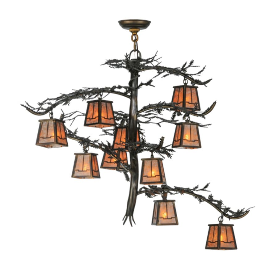 Meyda Tiffany Pine Branch Valley View 10 Light 39" Wide Chandelier with Glass Shades