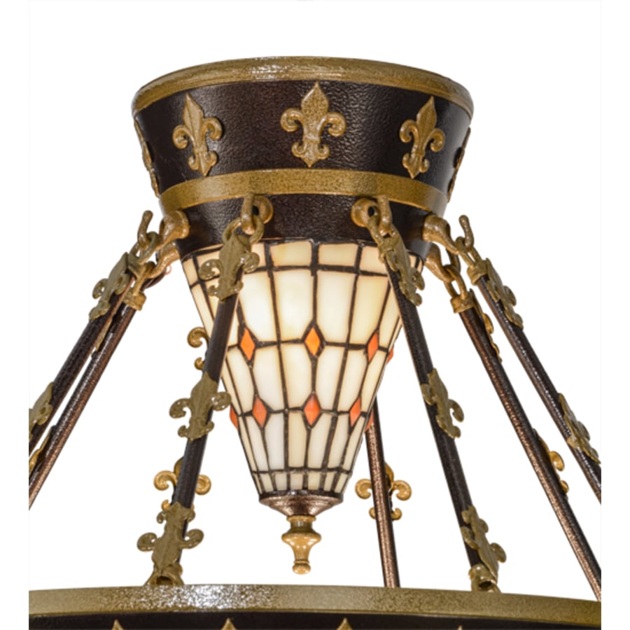 Meyda Tiffany Fleur-de-lis 4 Light 19" Wide Semi-Flush Bowl Ceiling Fixture