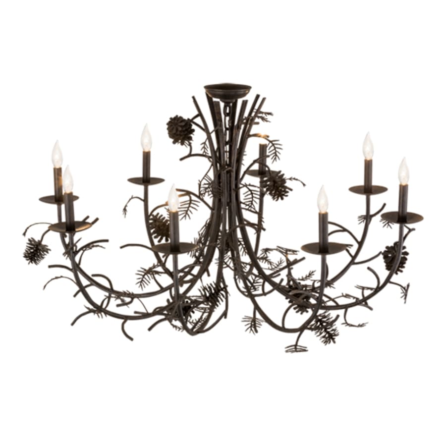 Meyda Tiffany Pinecone 8 Light 42" Wide Semi-flush Ceiling Fixture