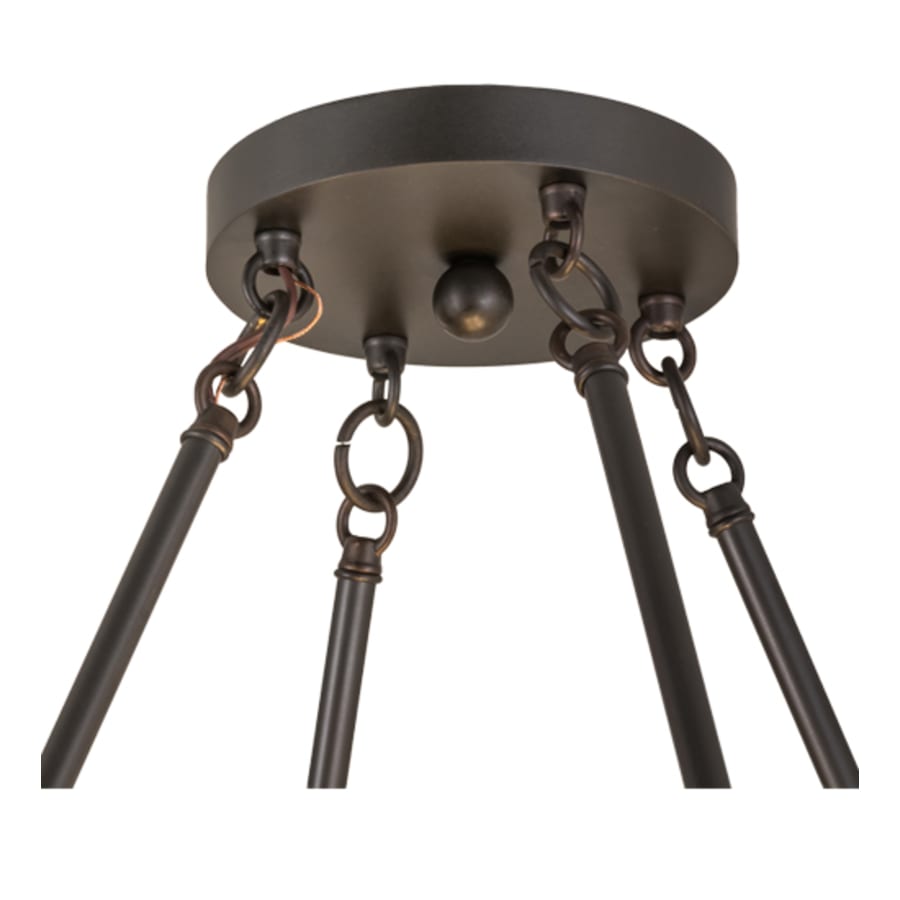 Meyda Tiffany Pomona 4 Light 18" Wide Semi-Flush Drum Ceiling Fixture with Beige Glass Shade - Craftsman Brown Finish