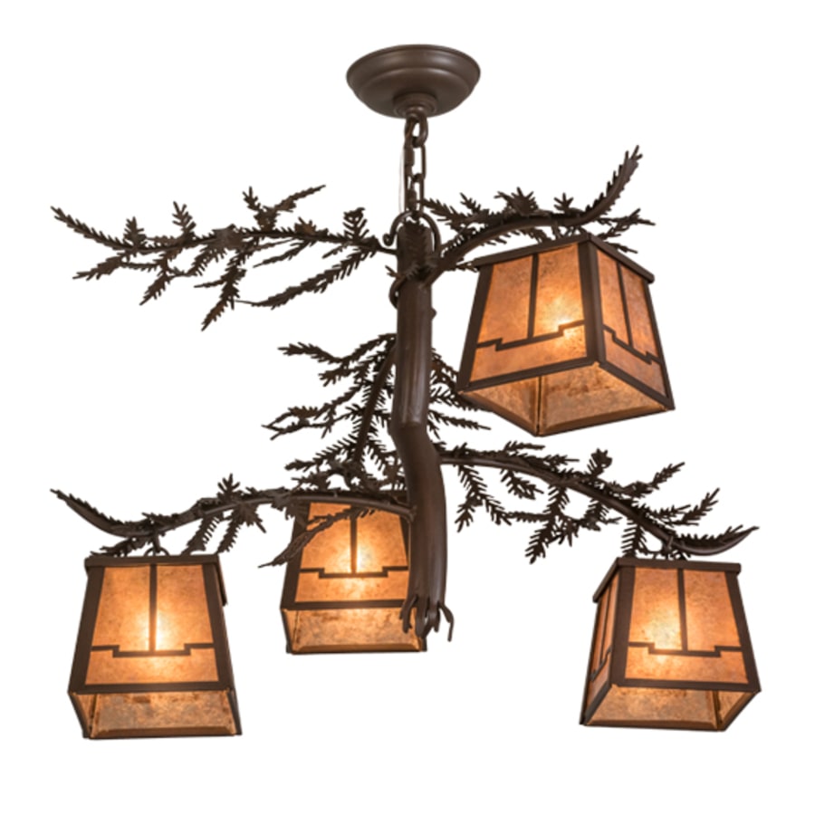 Meyda Tiffany Pine Branch Valley View 4 Light 28" Wide Chandelier