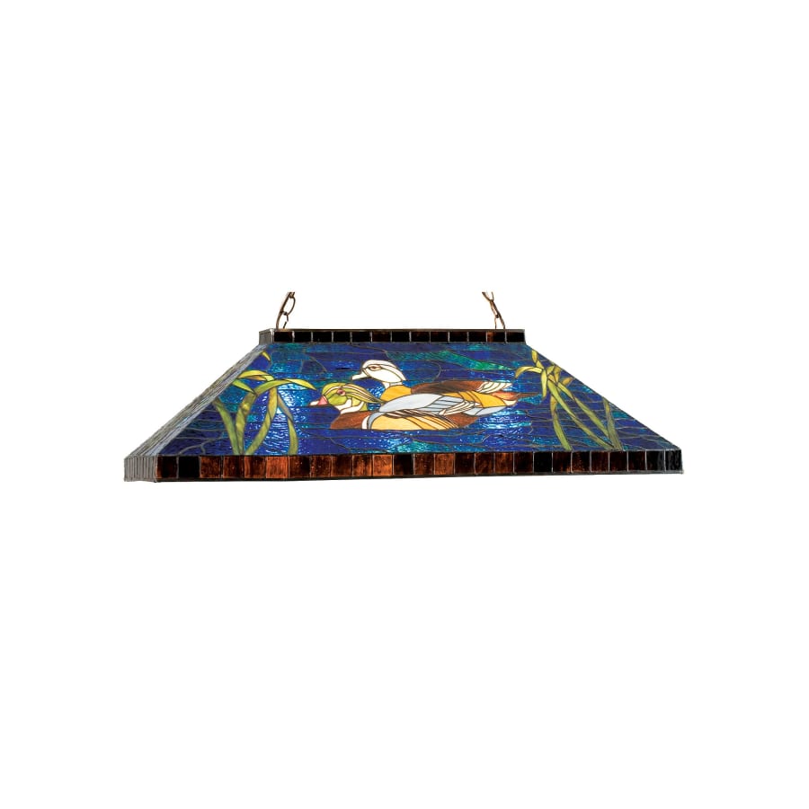 Meyda Tiffany Wood Ducks 3 Light 39" Wide Billiard Chandelier with Tiffany Glass Shade