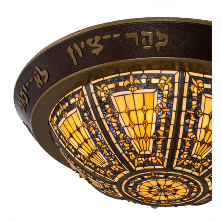 Meyda Tiffany Fleur-de-lis 6 Light 30" Wide Flush Mount Bowl Ceiling Fixture