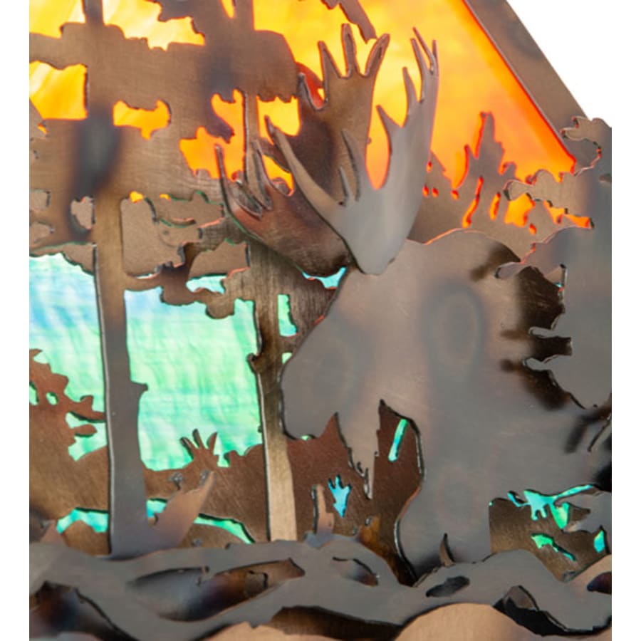Meyda Tiffany Moose through the Trees 6 Light 35" Wide Linear Pendant