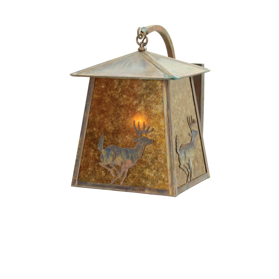 Meyda Tiffany 14" Wide Stillwater Lone Deer Curved Arm Wall Sconce