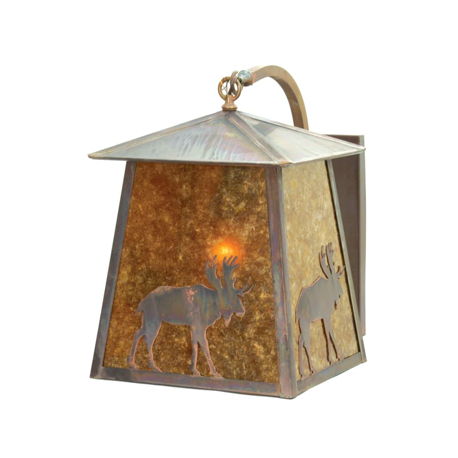 Meyda Tiffany 14" Wide Stillwater Lone Moose Curved Arm Wall Sconce